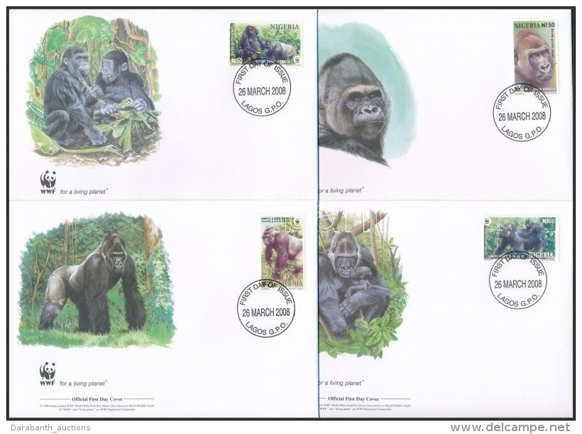 2008 WWF: Gorillák Sor 4 Db FDC-n Mi 808-811 - Sonstige & Ohne Zuordnung