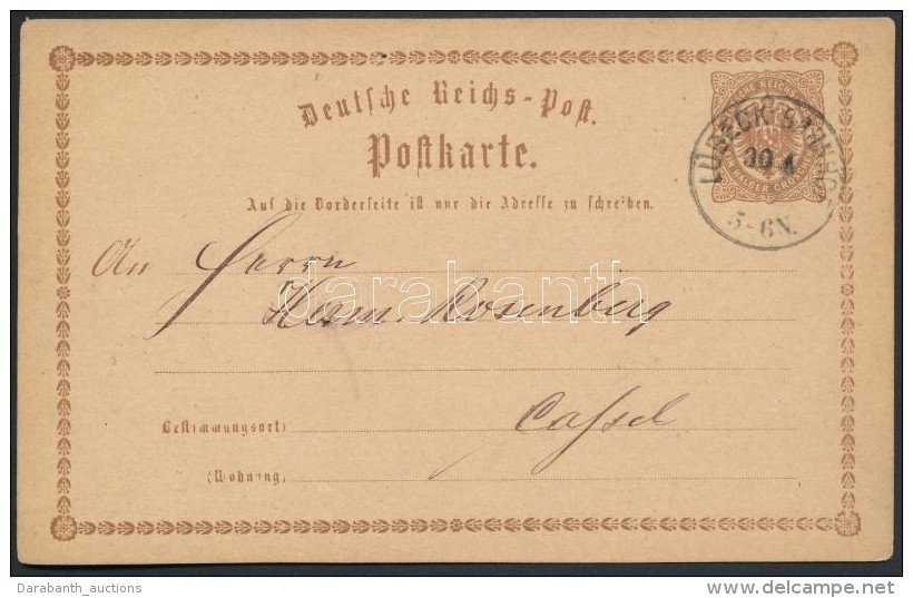 1873 Díjjegyes LevelezÅ‘lap 'LÜBECK-BAHNHOF' Pályaudvari Bélyegzéssel - Sonstige & Ohne Zuordnung