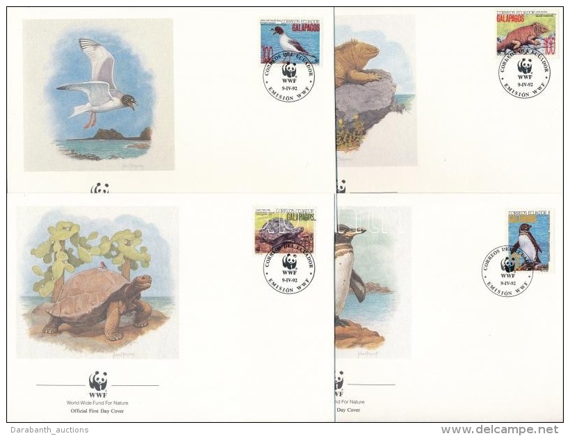 1992 WWF: Galapagos Sor 4 értéke Mi 2207-2209 + 2212  4 FDC-n + 4 Db Képeslap - Sonstige & Ohne Zuordnung