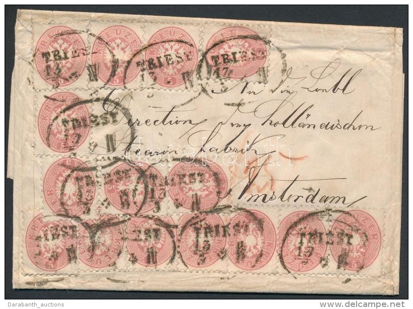 1867 Levél Hollandiába 15 X 5kr Bérmentesítéssel, 25c Portóval / Cover To... - Sonstige & Ohne Zuordnung