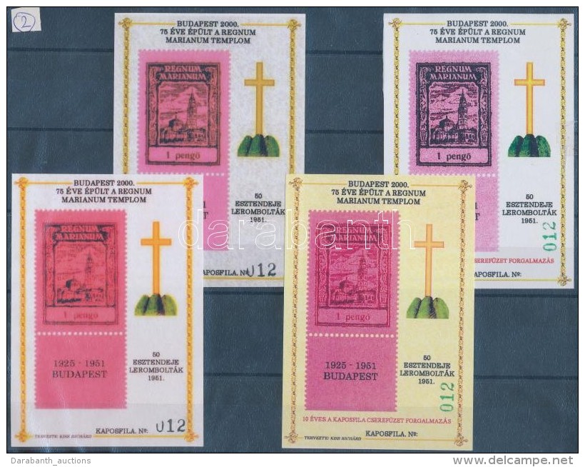 ** 2000/73+76 'REGNUM MARIANUM' Emlékív 4 Db Próbanyomat Azonos Sorszámmal - Sonstige & Ohne Zuordnung