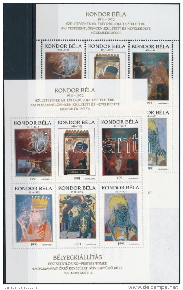 ** 1991/D7a-b Kondor Béla Emlékív Pár (10.000) - Sonstige & Ohne Zuordnung