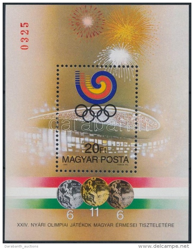 ** 1988 Olimpiai érmesek (V.) Szöul Ajándék Blokk / Mi Block 201 Present Of The Post... - Sonstige & Ohne Zuordnung