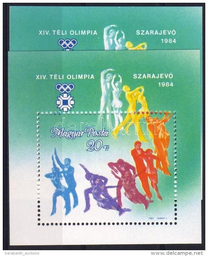 ** 1983 Téli Olimpia Blokk Kékeszöld Helyett Zöld Háttér - Sonstige & Ohne Zuordnung