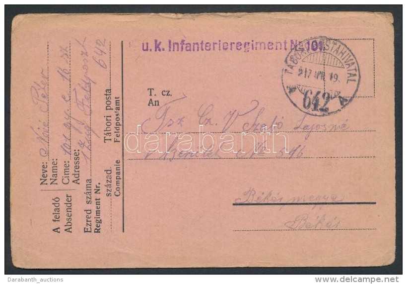 1917 Tábori Posta LevelezÅ‘lap 'K.u.k. Infanterieregiment Nr.101' + 'TP 642 A' - Sonstige & Ohne Zuordnung