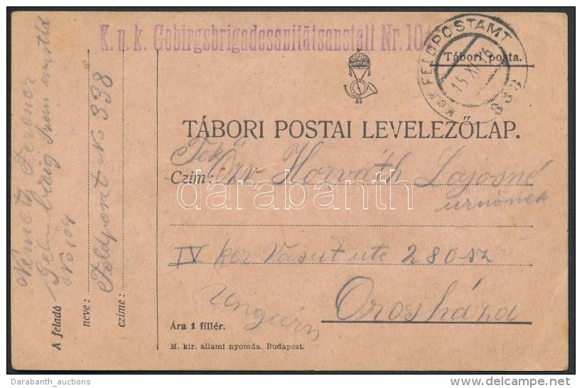1916 Tábori Posta LevelezÅ‘lap 'K.u.k. Gebirgsbrigadesanitätsanstalt Nr. 104' + 'FP 338' - Sonstige & Ohne Zuordnung