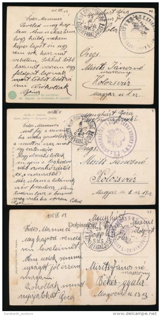 1915 10 Db Dalmáciai Képeslap Haditengerészeti Postával A 'KAISER FRANZ JOSEF I.'... - Other & Unclassified