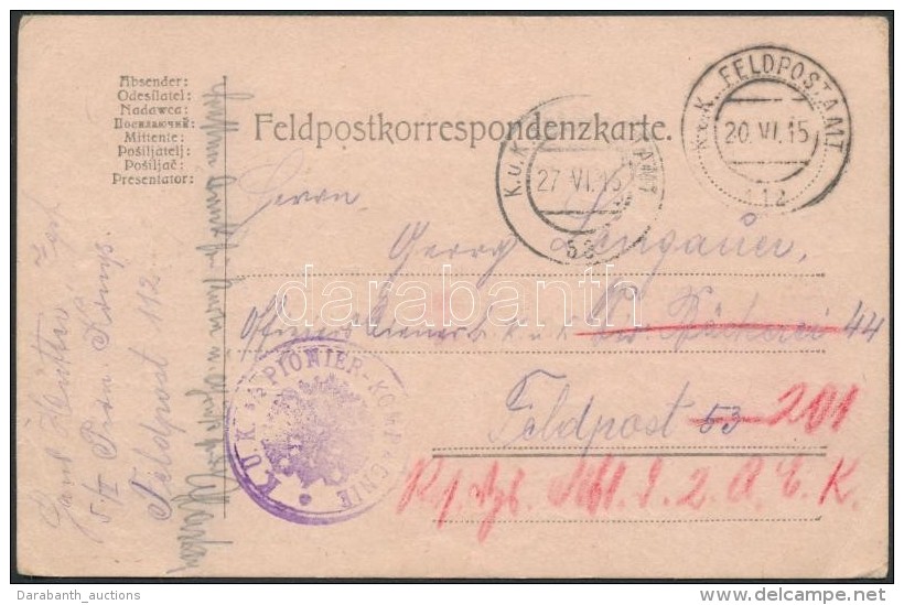 1915 Tábori Lap Tábori Posta Címre és Továbbküldve 'FP 112' - Andere & Zonder Classificatie