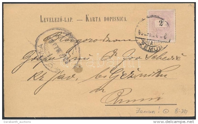 1899 LevelezÅ‘lap 'ZEMUN' - Ruma - Other & Unclassified