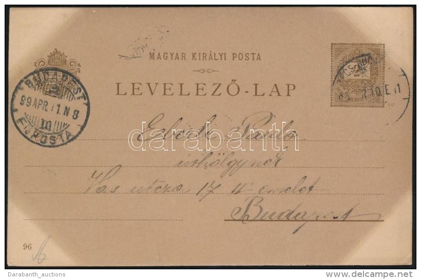 1899 Millenniumi 2kr Díjjegyes LevelezÅ‘lap (Budapest Kiállítás) Bécs-Budapest... - Other & Unclassified