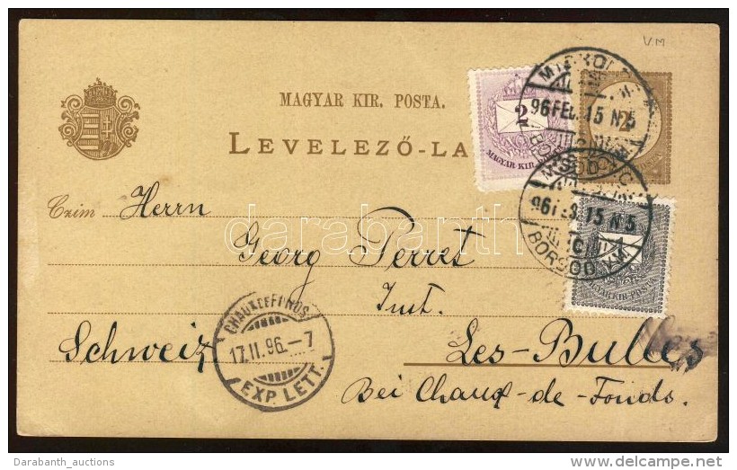 1896 Díjkiegészített Díjjegyes LevelezÅ‘lap  Svájcba / PS-card With Additional... - Sonstige & Ohne Zuordnung