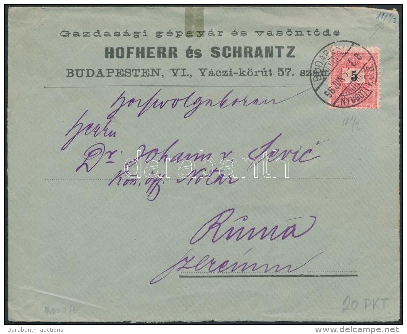 1896 5kr Levélen BUDAPEST / NYUGATI P.U.IV.pályaudvari Bélyegzéssel - Sonstige & Ohne Zuordnung