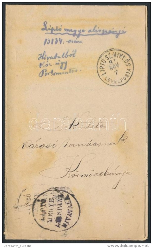 1895 Hivatalos Levél 'LIPTÓ SZ:MIKLÓS LEVÉLPOSTA' - Sonstige & Ohne Zuordnung