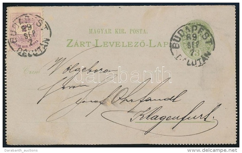 1889 Díjkiegészített Díjjegyes Zárt LevelezÅ‘lap Ausztriába - Sonstige & Ohne Zuordnung