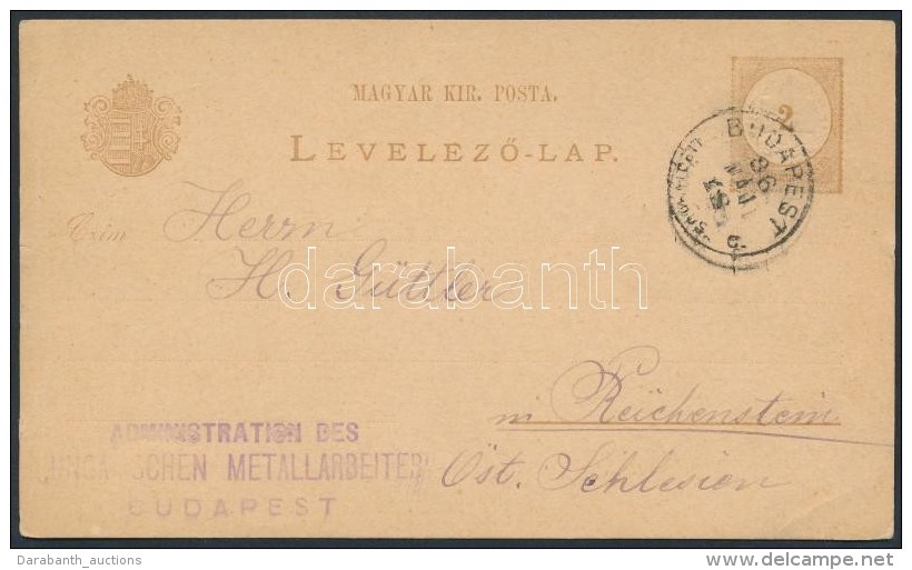 1886 2kr Díjjegyes LevelezÅ‘lap 'BUDAPEST / LIPÓ(TVÁRO)S G.' - Sonstige & Ohne Zuordnung