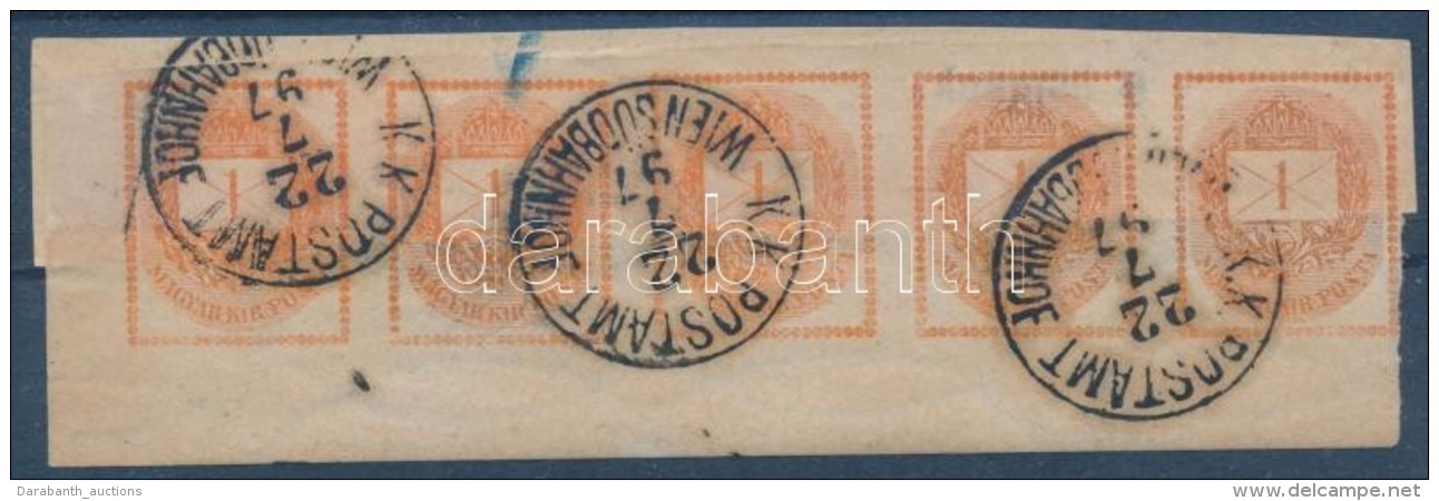 1881 Hírlapbélyeg ívsarki ötöscsík / Newspaper Stamp Stripe Of 5 'K.K.POSTAMT... - Sonstige & Ohne Zuordnung