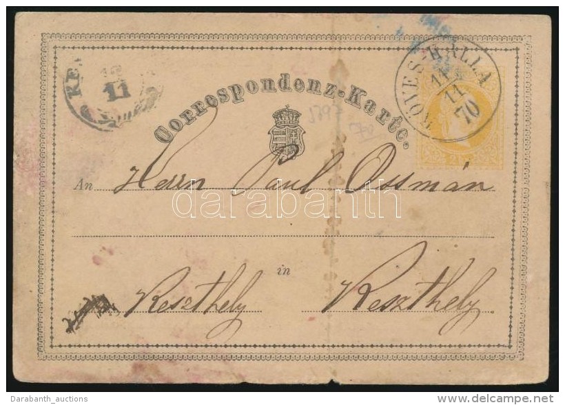 1870 2kr Díjjegyes LevelezÅ‘lap 'KÖVES-KÁLLA' - Sonstige & Ohne Zuordnung