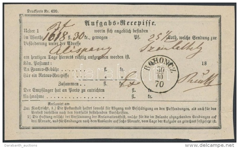 1870 Feladási Vevény 'ROHONCZ' - Sonstige & Ohne Zuordnung