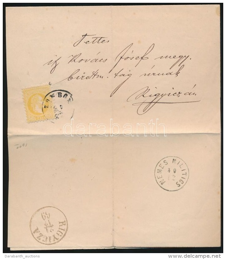 1869 2kr Sárga Nyomtatványon / 2kr Yellow On Printed Matter 'ZOMBOR' - 'NEMES MILITICS' - 'RIGYICZA' - Sonstige & Ohne Zuordnung