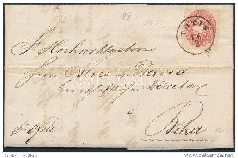 1865 5kr Levélen / On Cover 'TOTIS'- 'OFEN' - 'BIA' - Sonstige & Ohne Zuordnung