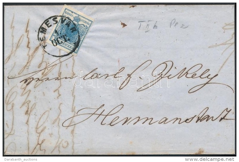 1851 9kr HP Levélen / On Cover 'TEMESVÁR' - 'HERRMANNSTADT' - Sonstige & Ohne Zuordnung