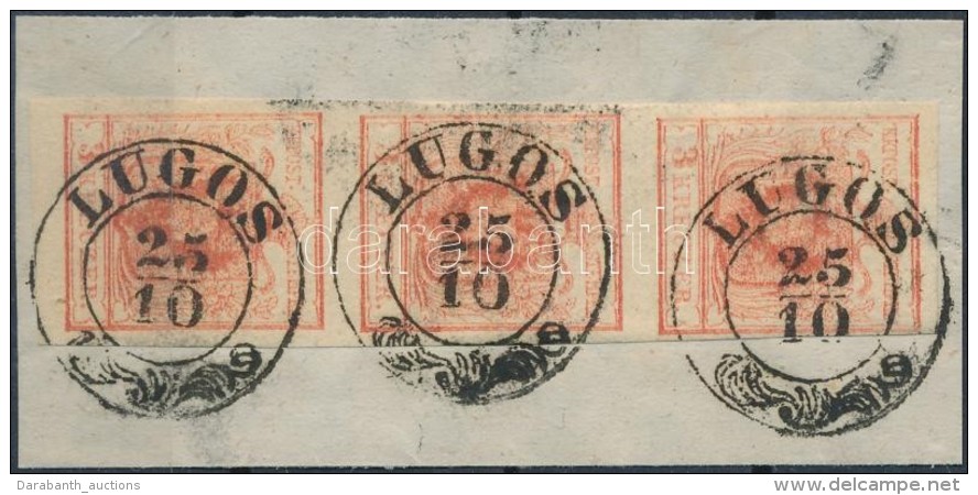 1850 3 X 3kr FüggÅ‘leges Hármascsík Kivágáson / Stripe Of 3 On Cutting HP I.... - Sonstige & Ohne Zuordnung