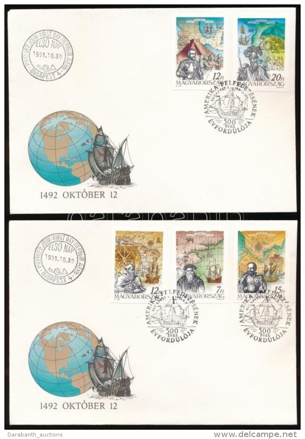 1991 Amerika Felfedezésének 500. évfordulója Vágott Sor 2 FDC-n (6.700) - Sonstige & Ohne Zuordnung