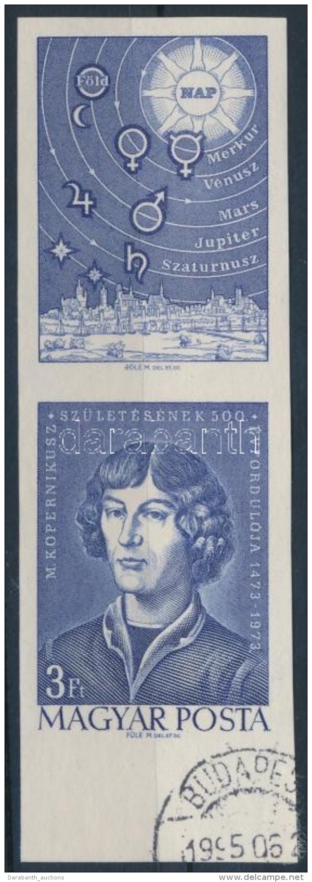 O 1973 Nikolausz Kopernikusz Vágott ívszéli Szelvényes Bélyeg (3.000) - Sonstige & Ohne Zuordnung