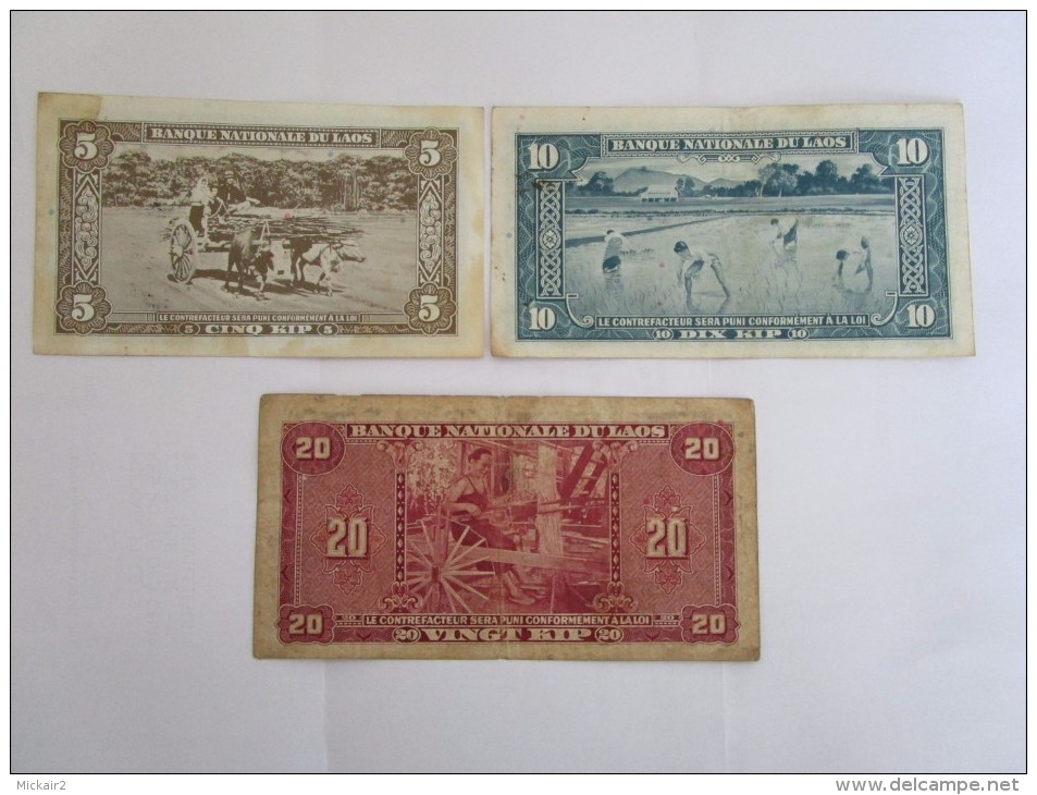 5, 10 Et 20 KIP 1957 Rare ! Laos / Lao - Laos