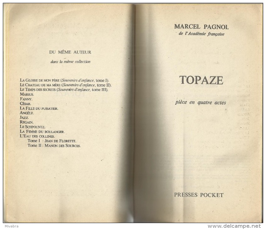 TOPAZE / MARCEL PAGNOL / FERNANDEL - PRESSES POCKET 1294 - Andere & Zonder Classificatie