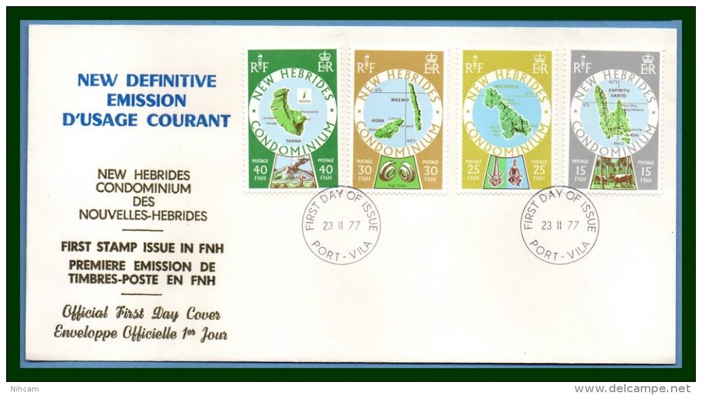 N. Hébrides FDC Definitive 1977 Carte Map - FDC