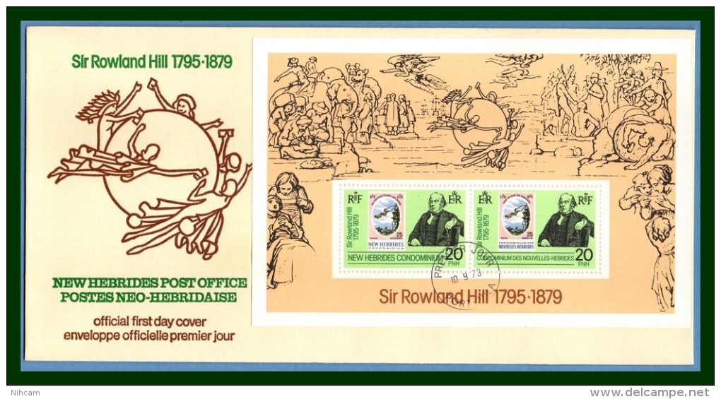 N. Hébrides FDC Rowland Hill 1979 Bloc Feuillet Miniature Sheet - FDC