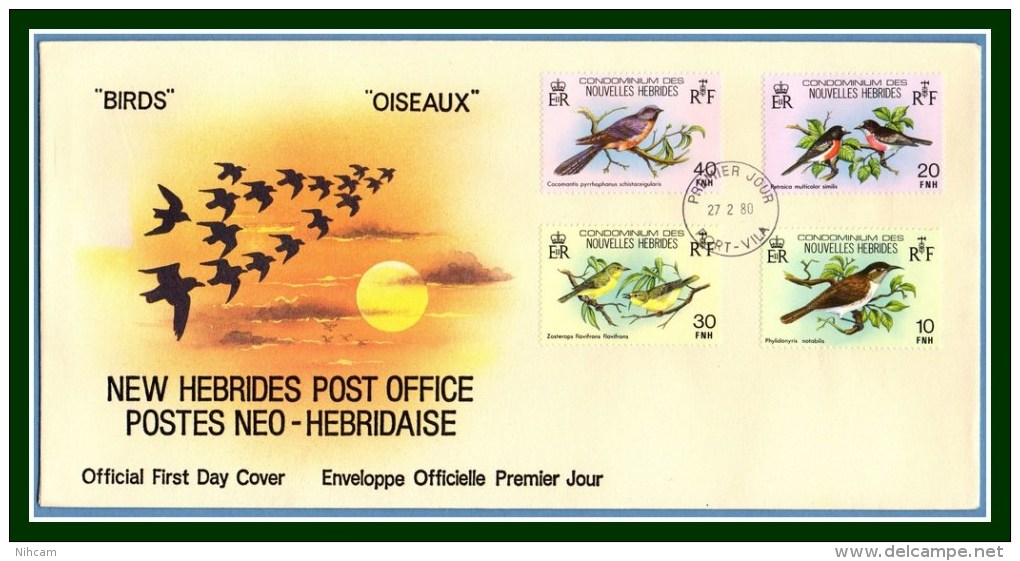 N. Hébrides FDC Oiseaux 1980 Birds - FDC