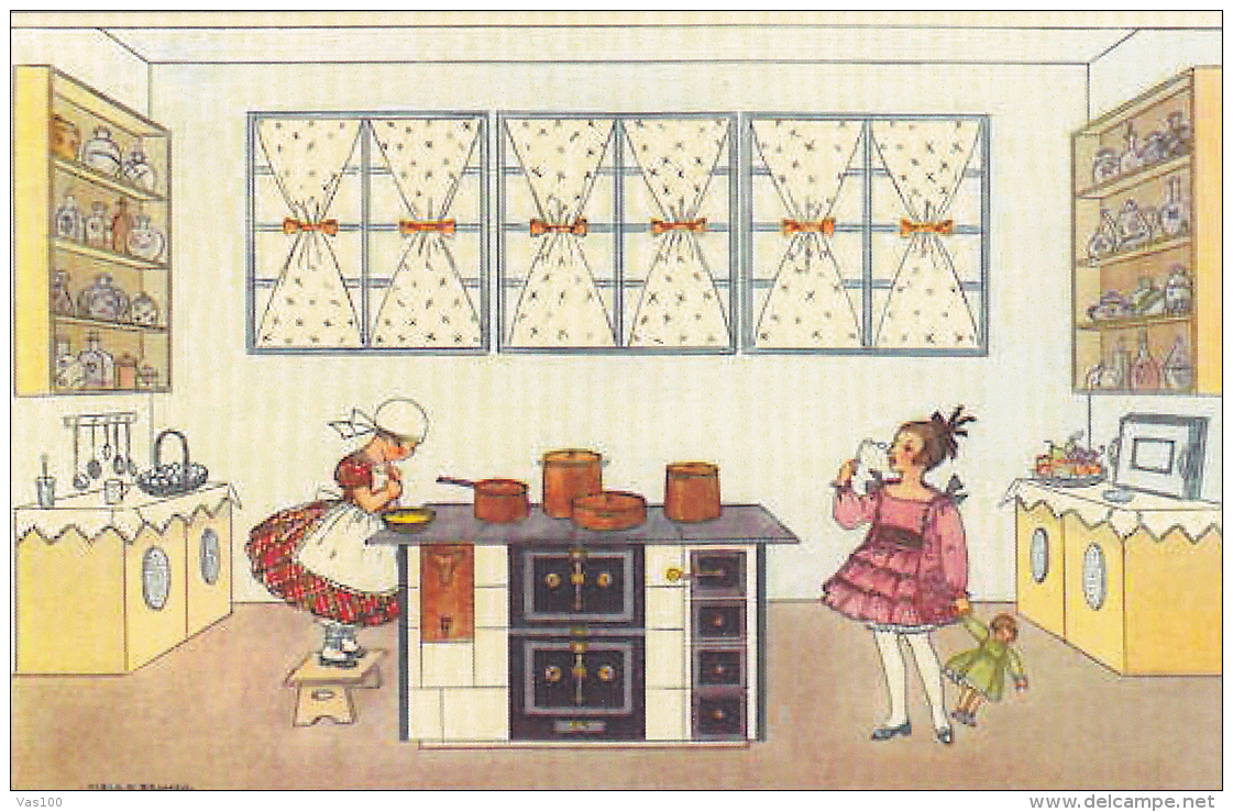 #BV1829    WOMANS IN  KITCHEN, COOKING, DOLL,   C.P.A. EPOCH REPRINT. - Köhler, Mela