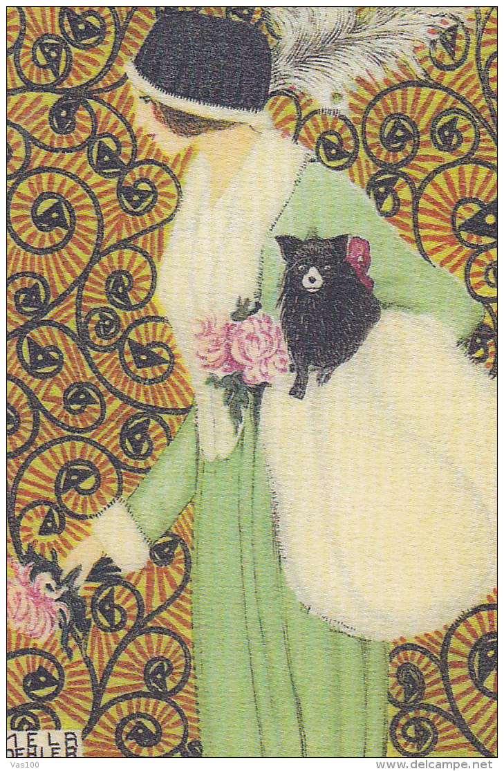 #BV1830     WOMAN  AND A BLACK CAT, C.P.A. EPOCH REPRINT. - Köhler, Mela
