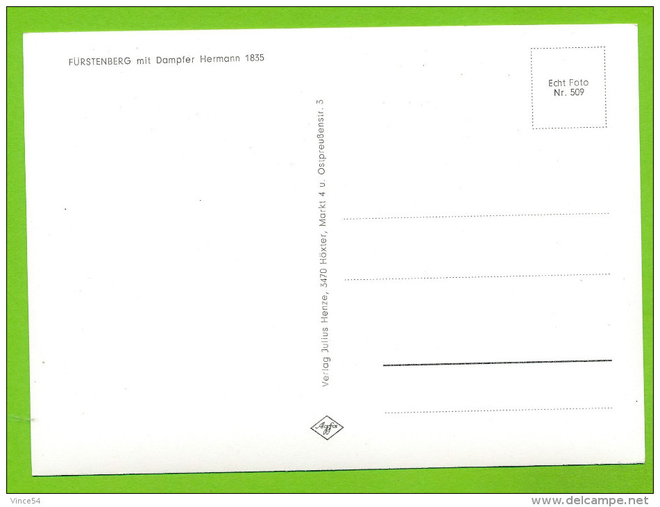 Fürstenberg Mit Dampfer Hermann 1835 Echt Foto Non Circulé - Fürstenberg