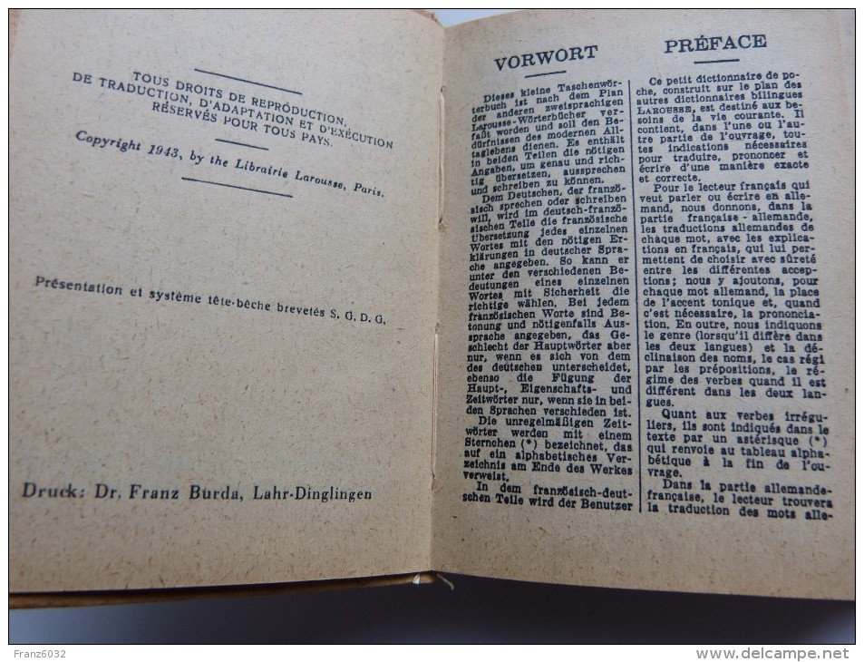 Dictionnaire Francais-allemand, Deutsch - Französisches Wörterbuch (in Einem Buch) - Dictionaries