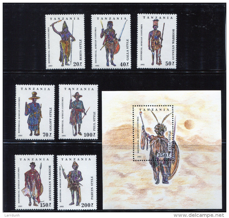 Tanzania Historical African Costumes Stamps  MNH Complete Set 1193-1200 African Costumes 1993 Cat Val $5.25 A04s - Tanzania (1964-...)