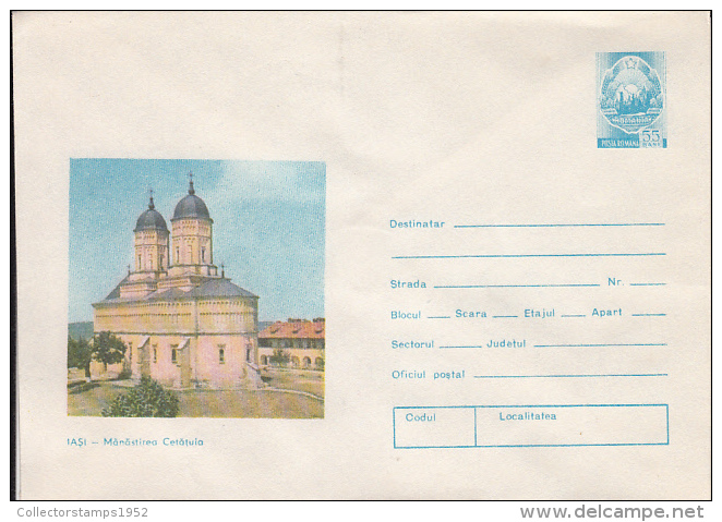 46627- IASI CETATUIA MONASTERY, ARCHITECTURE, COVER STATIONERY, 1976, ROMANIA - Abbeys & Monasteries