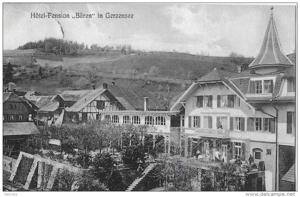 GERZENSEE &#8594; Hôtel-Pension Bären Mit Gästen Auf Der Terrasse 1913 - Gerzensee
