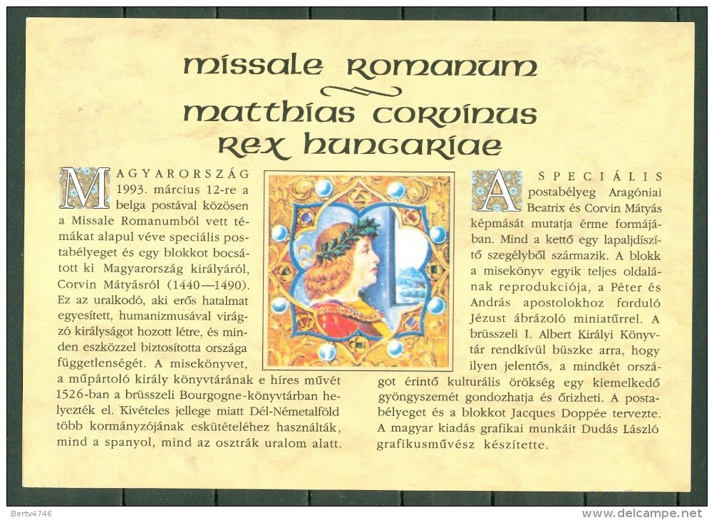 Hungary / Belgium 1993 Missale Romanum (2 Scans) - Commemorative Sheets