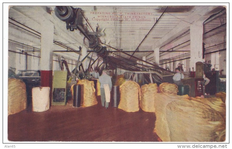 Minnesota State Prison Twine Room Factory Manufacturing Interior View, C1900s Vintage Postcard - Prigione E Prigionieri