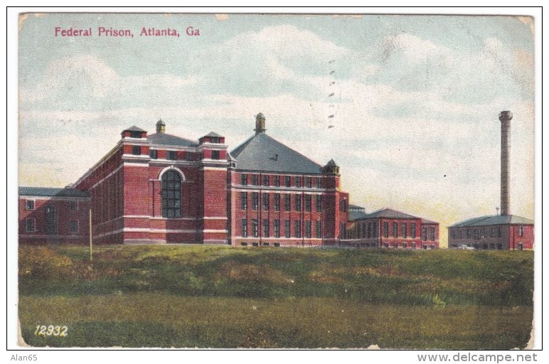 US Federal Prison In Atlanta Georgia, C1900s Vintage Postcard Sent Georgia To Alaska Territory - Prison