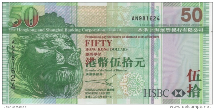 (B0145) HONG KONG, 2003. 50 Dollars. P-208. UNC - Hong Kong