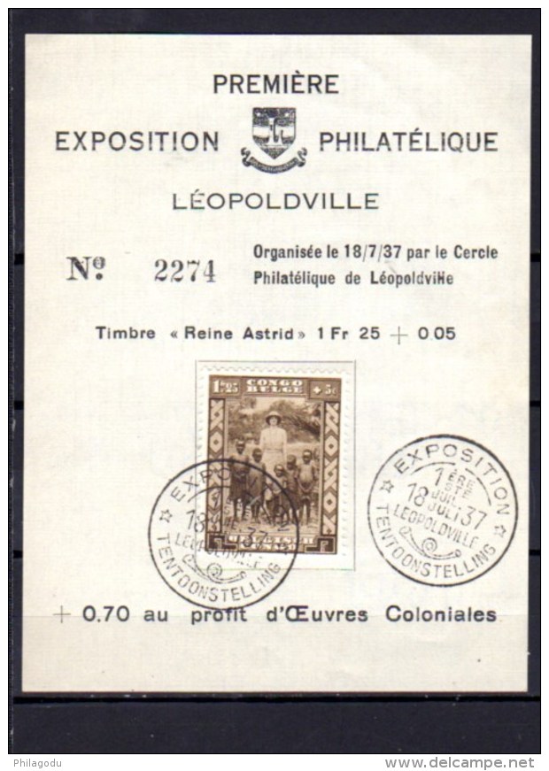 Congo 1937, Exposition Philatélique  De Léopoldville - Brieven En Documenten