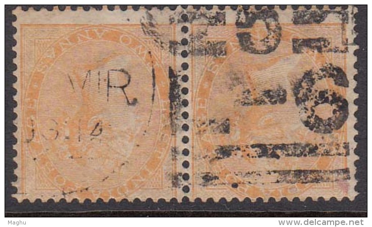 British East India Used  Postmark Two Annas Pair 1865, 2as Wmk Elephant T 32 Cooper / Renouf Early Indian Cancellations - 1854 East India Company Administration