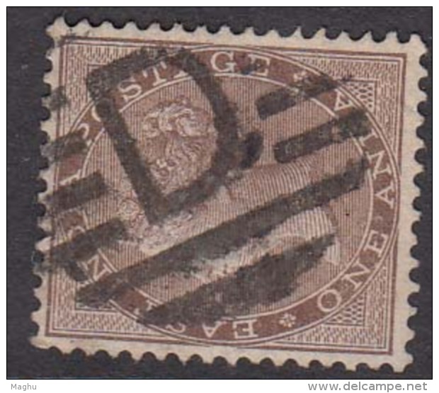 British East India Used 'D' Type 35 On One Anna, 1a,  Cooper Renouf Early Indian Cancellations - 1854 Britse Indische Compagnie