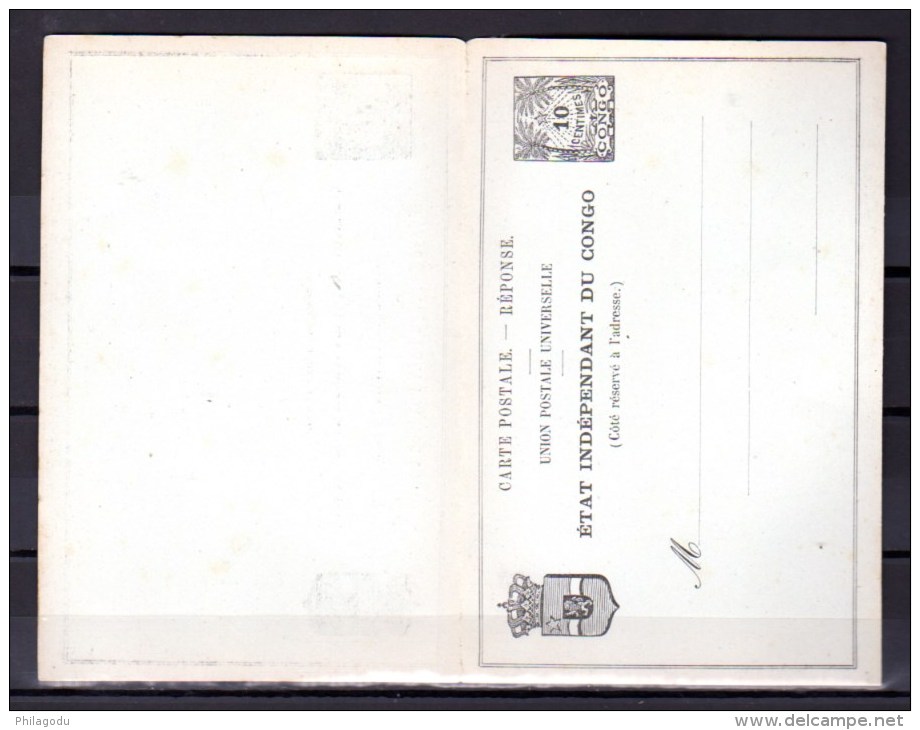 Etat Indépendant Du Congo , Palmiers, Carte Postale Réponse Payée  Neuve - Stamped Stationery