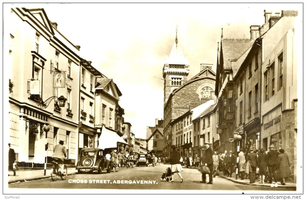 GWENT - ABERGAVENNY - CROSS STREET RP - ANIMATED Gw111 - Monmouthshire