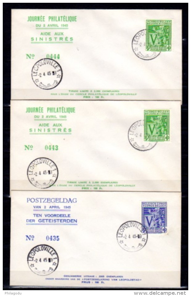 Congo Belge 1945, Journée Philatélique, Aide Aux Sinistrés, 268 / 269 Sur Lettre - Philatelic Exhibitions